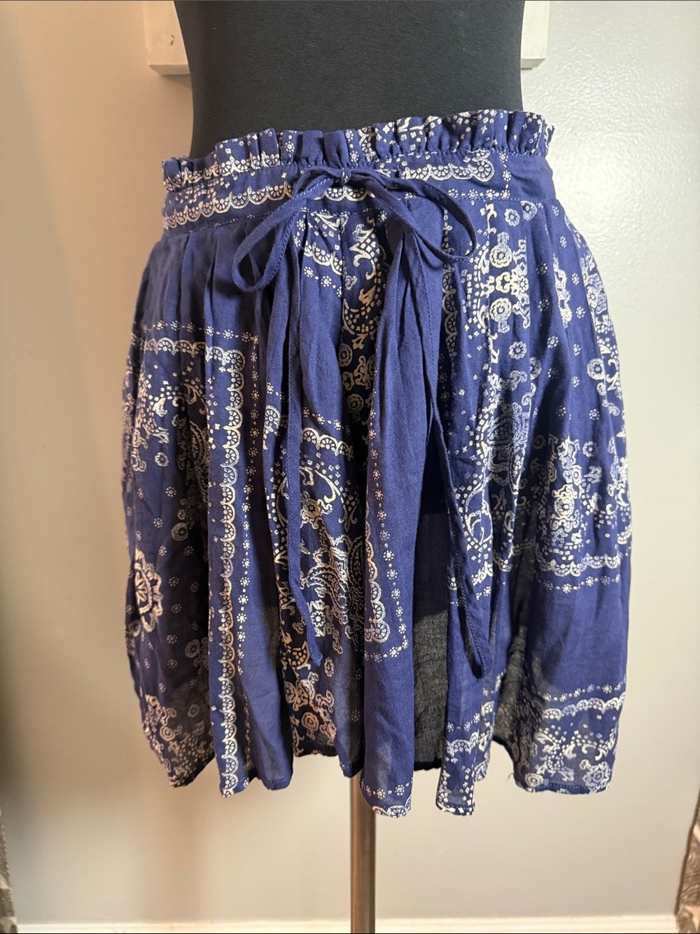 Denim & Supply Ralph Lauren Blue Paisley Bandana Print Ruffled Skirt Medium M